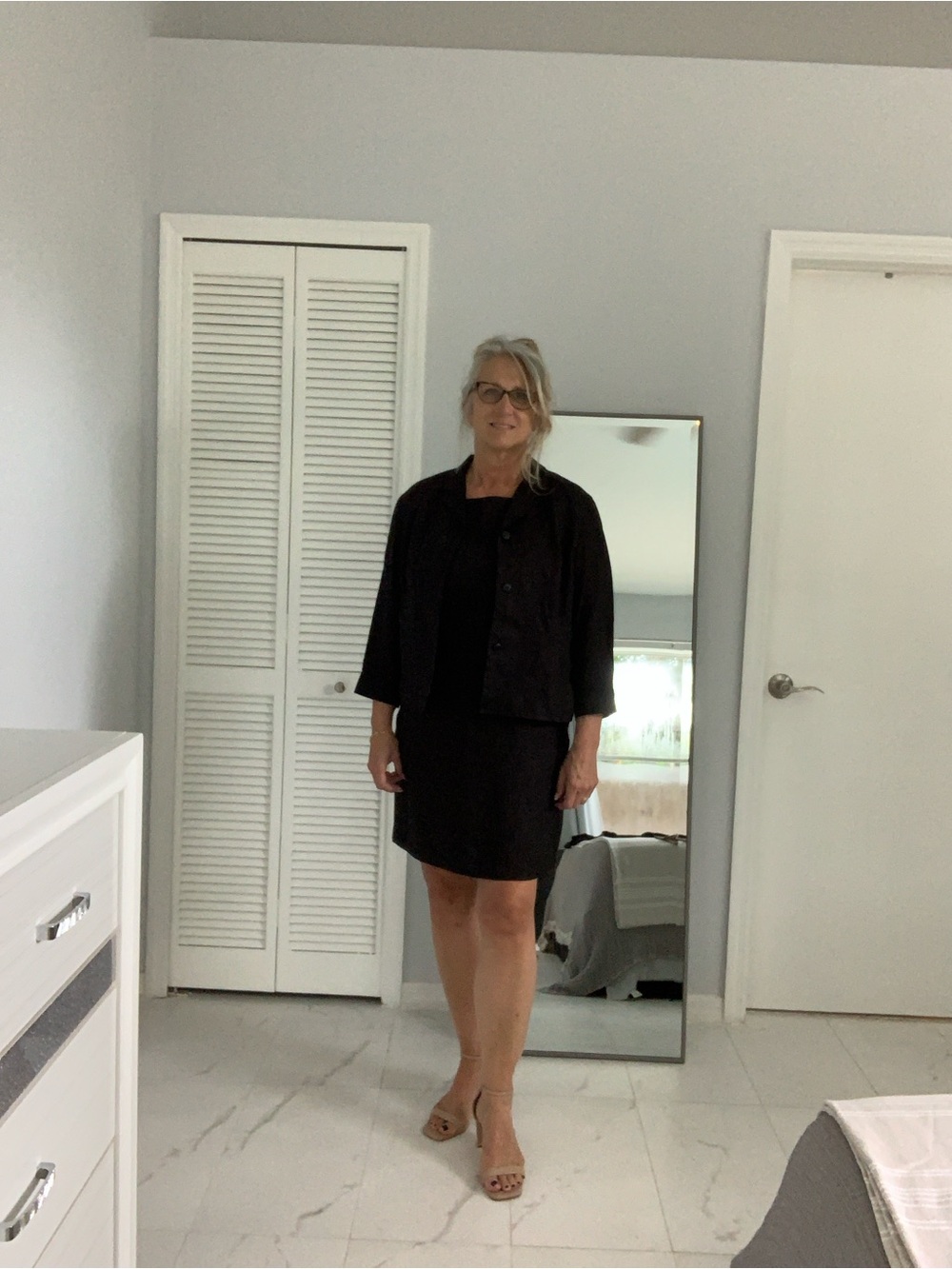 Talbots Black Linen Shift Dress and Linen Jacket